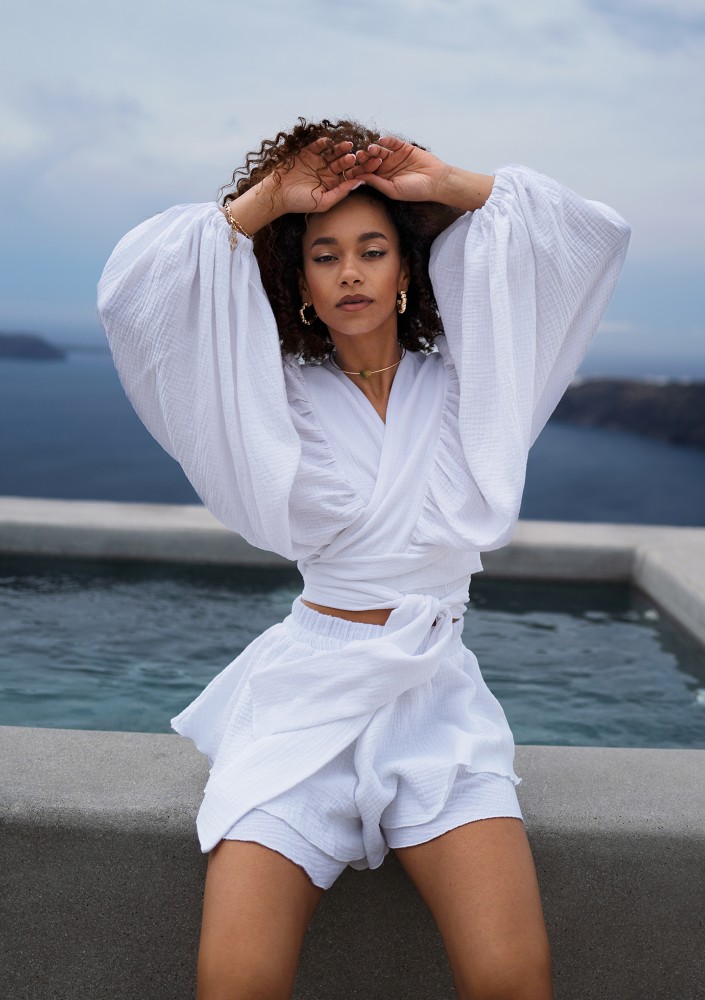 Capri - White muslin wrap shirt