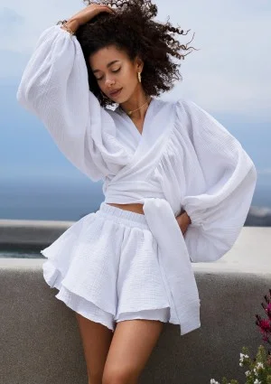 Capri - White muslin wrap shirt