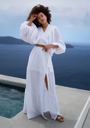 Capri - White muslin wrap shirt