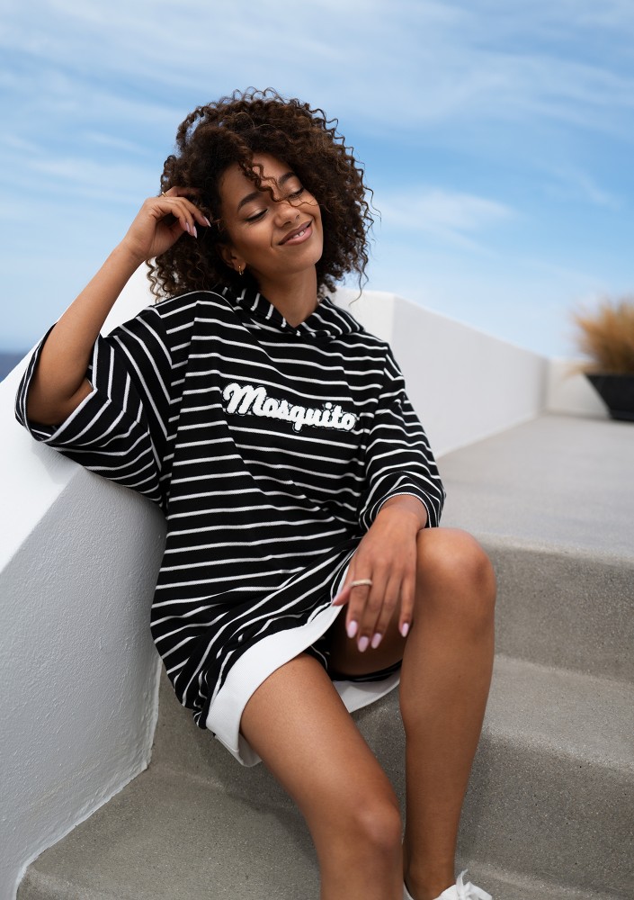 Fairy - Black striped hooded tunic