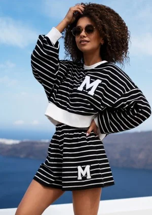 Faro - Black striped shorts with M logo