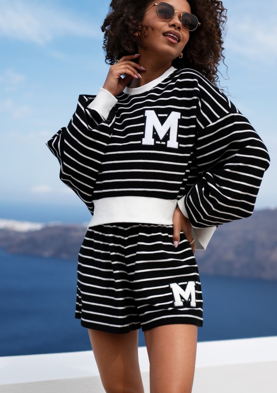 Faro - Black striped shorts with M logo