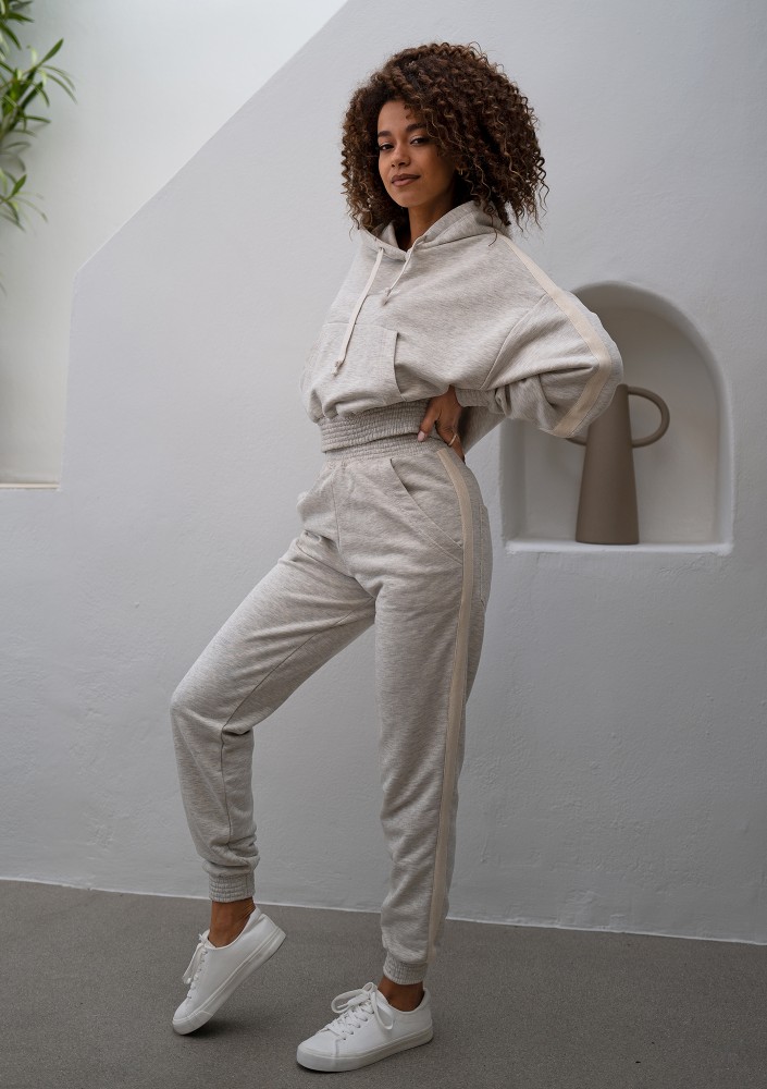 Raffy - Short melange grey hoodie