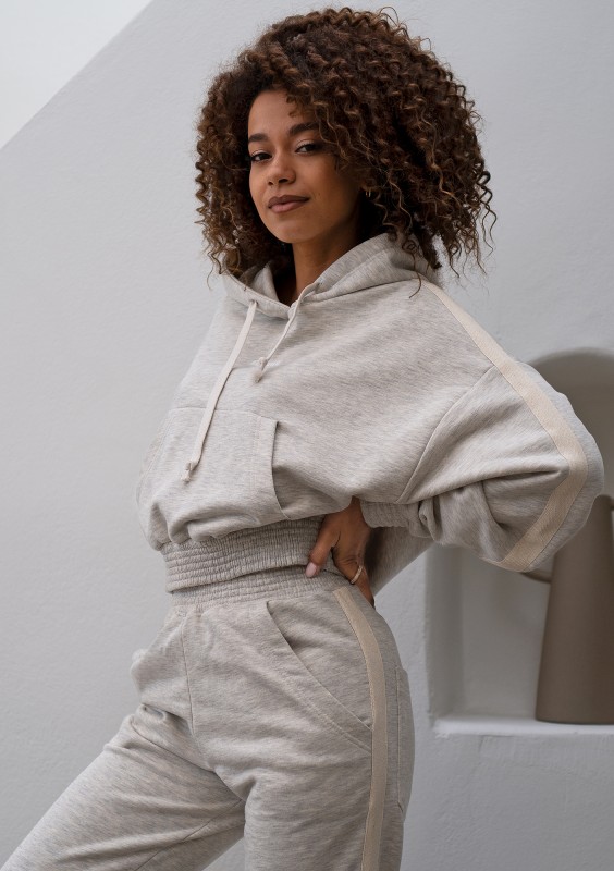 Raffy - Short melange grey hoodie