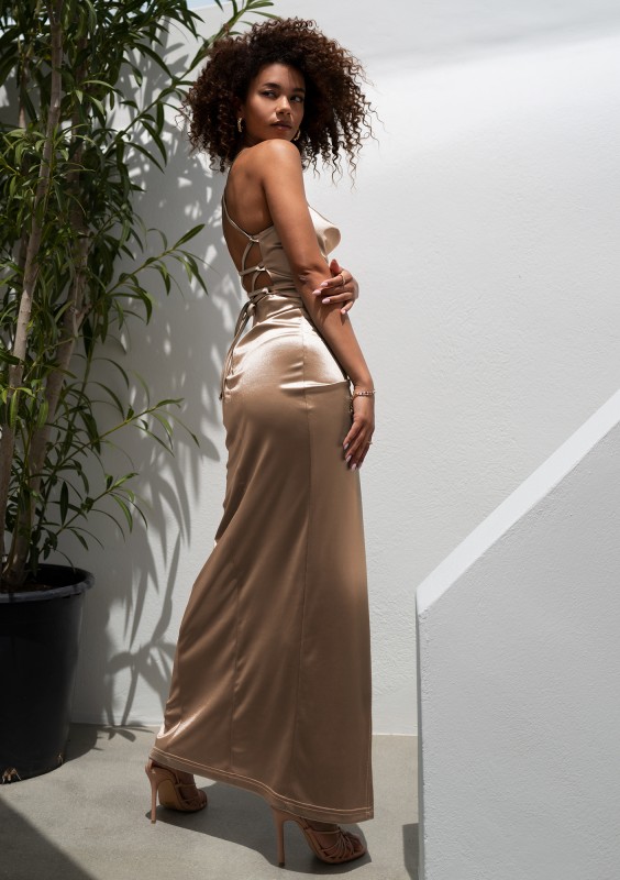 Safona - Beige satin midi dress