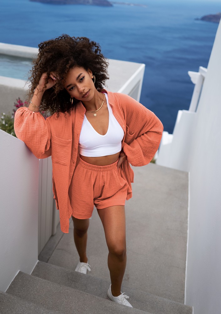 Palma - Orange muslin shirt