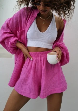 Palma - Pink muslin shorts