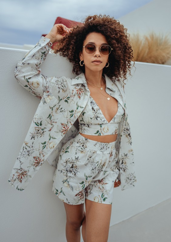 Suri - Citrus printed cotton shirt