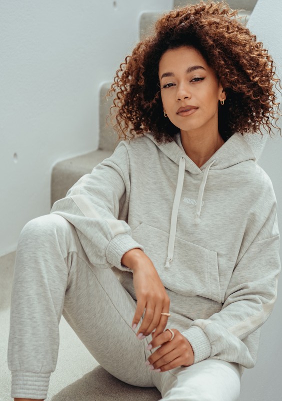 Raffy - Short melange grey hoodie