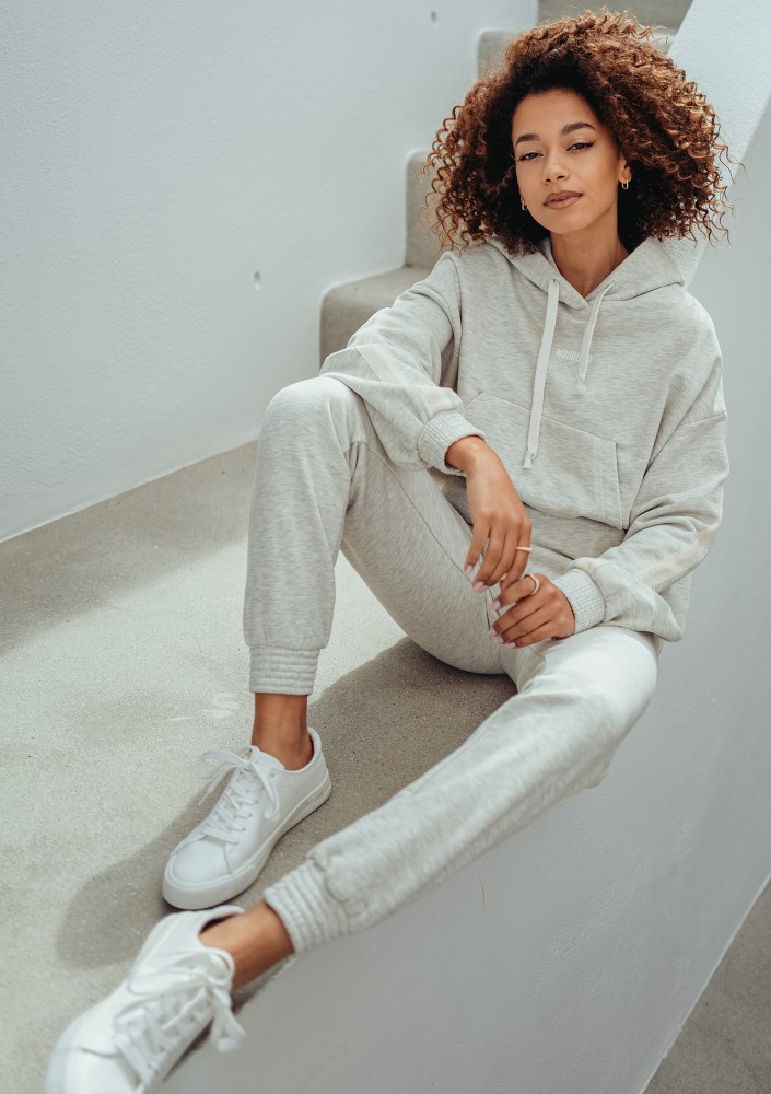 Raffy - Short melange grey hoodie