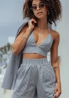 Suri - Striped cotton short top