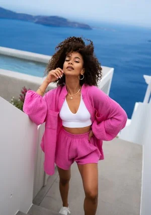 Palma - Pink muslin shorts