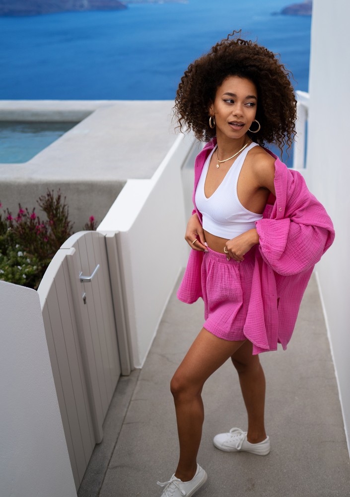 Palma - Pink muslin shorts