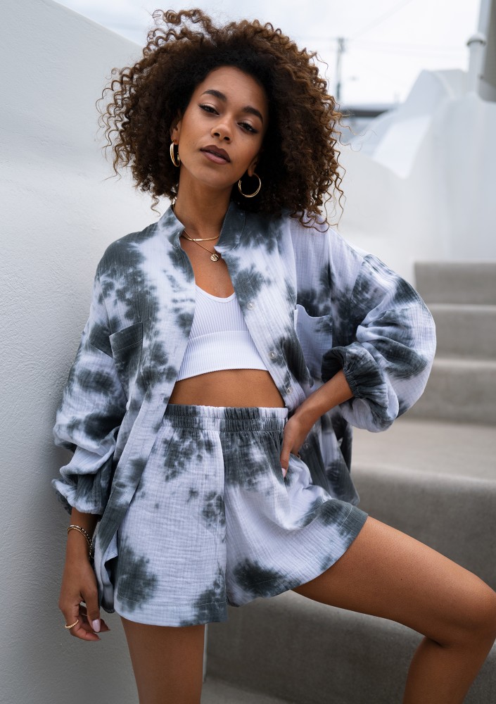 Palma - Grey tie dyed muslin shirt