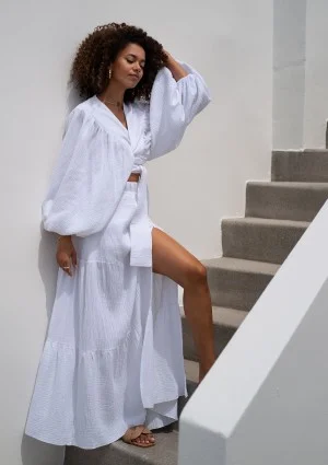 Capri - White muslin maxi skirt