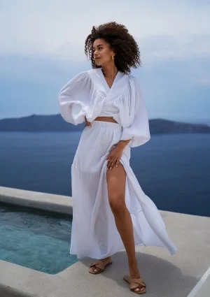 Capri - White muslin maxi skirt