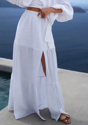 Capri - White muslin maxi skirt