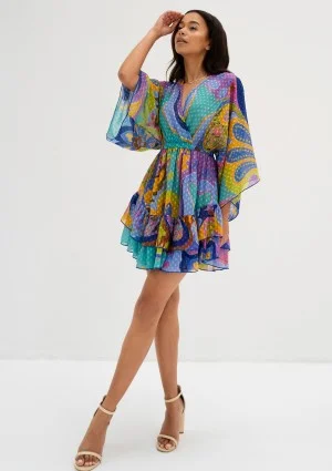 Senaya - Colorful boho printed chiffon mini dress