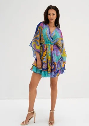 Senaya - Colorful boho printed chiffon mini dress