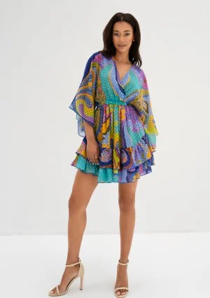 Senaya - Letnia sukienka mini szyfonowa Blue Boho
