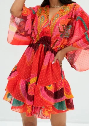 Senaya - Letnia sukienka szyfonowa Red Boho