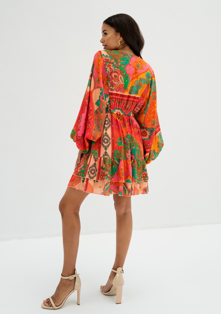 Milla - Letnia sukienka wiskozowa mini we wzór boho