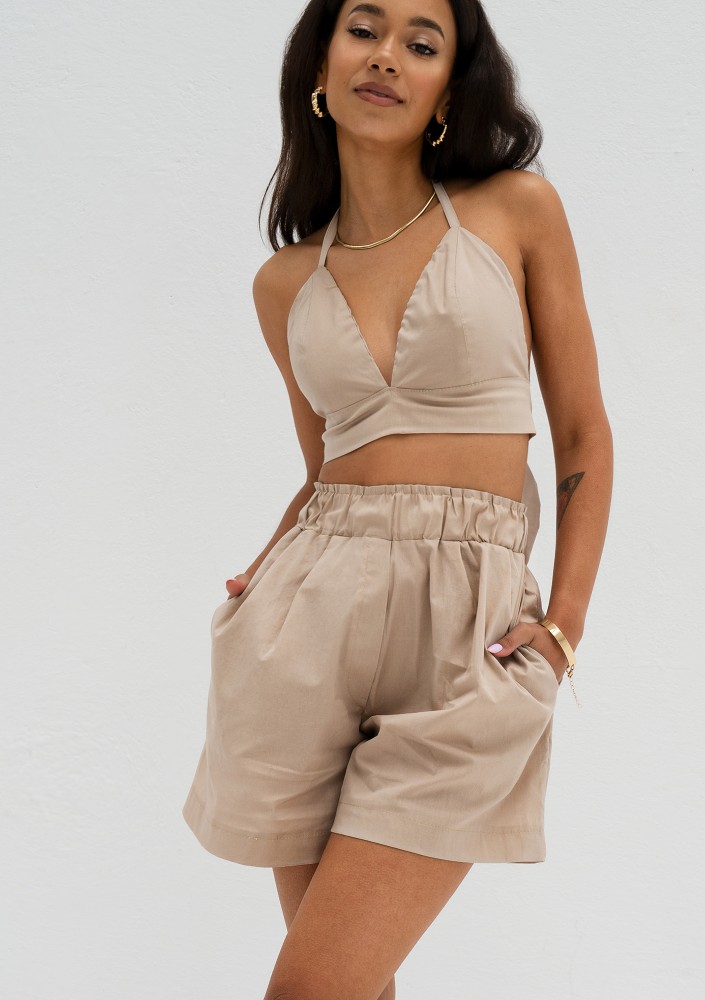 Suri - Beige cotton shorts