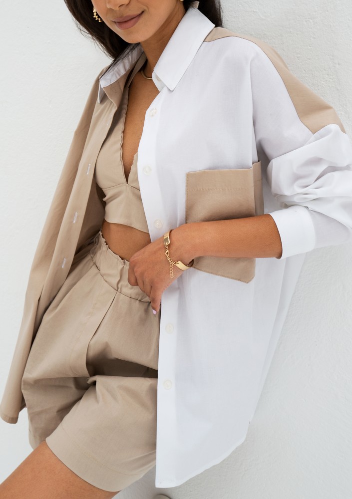 Suri - Beige cotton shirt