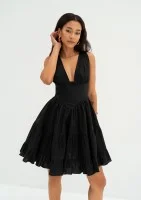 Liya - Black tiered mini dress