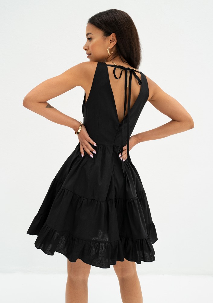 Liya - Black tiered mini dress