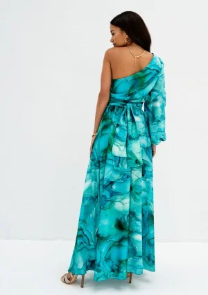 Nyrobi - Blue marble printed maxi dress