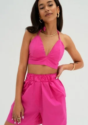 Suri - Pink cotton short top