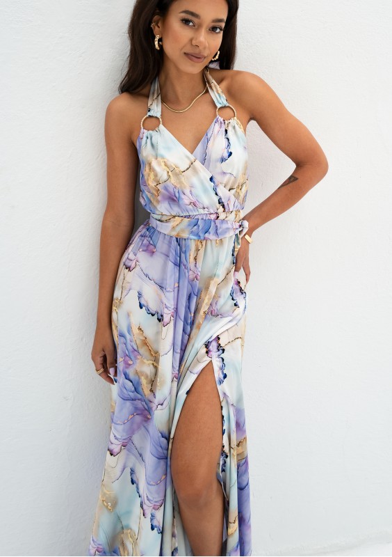 Callina - Lila marble printed maxi dress