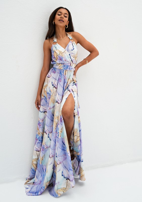 Callina - Lila marble printed maxi dress