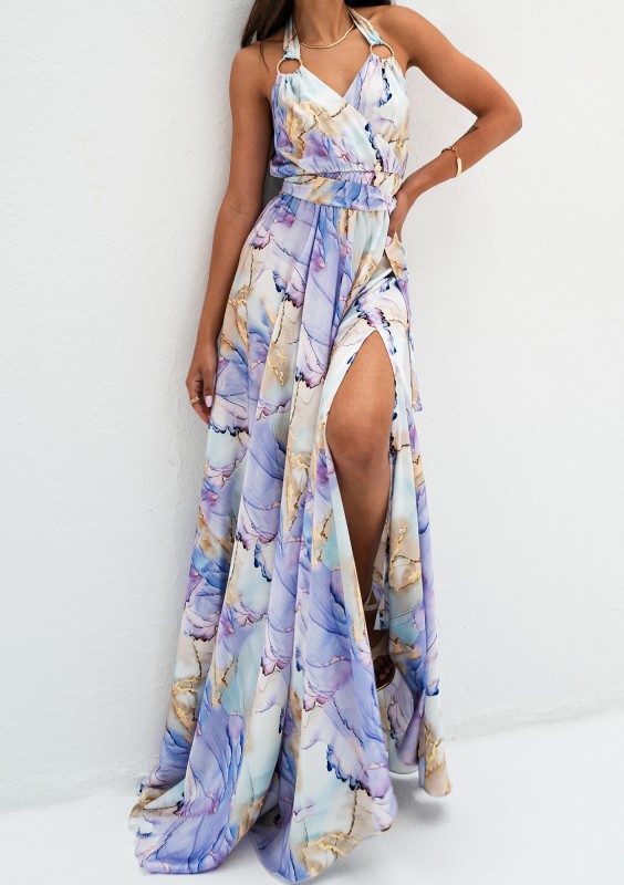 Callina - Lila marble printed maxi dress