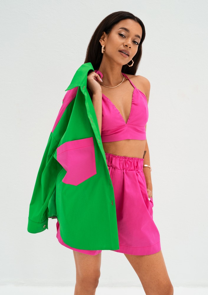 Suri - Pink cotton short top