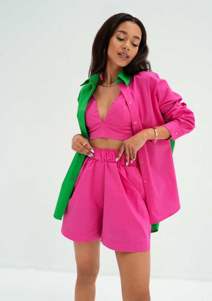 Suri - Pink cotton short top