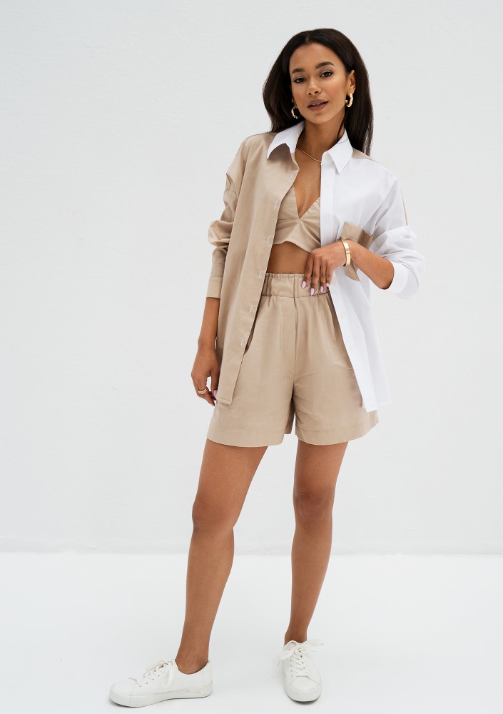 Suri - Beige cotton shirt