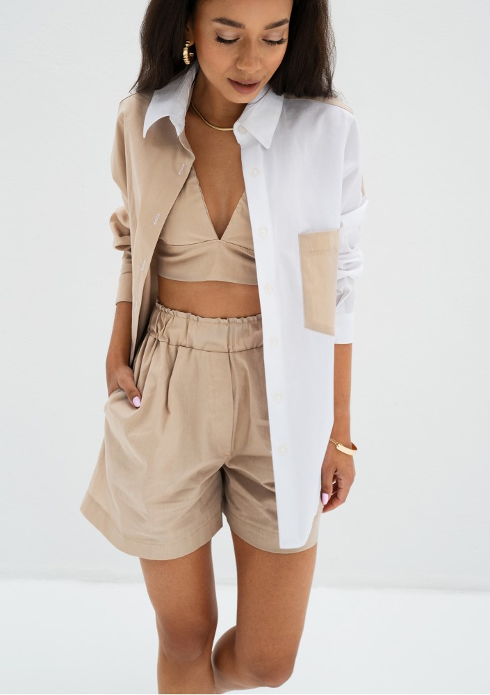 Suri - Beige cotton short top