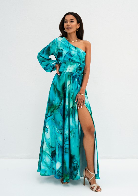 Nyrobi - Blue marble printed maxi dress
