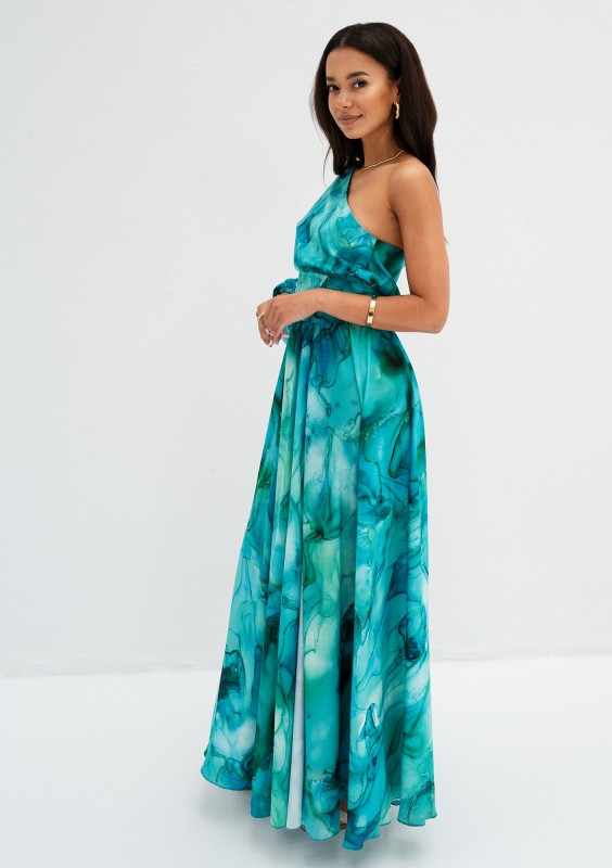 Nyrobi - Blue marble printed maxi dress