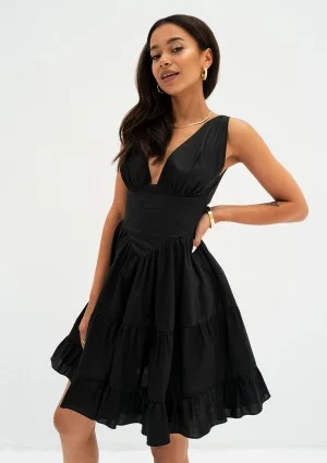 Liya - Black tiered mini dress