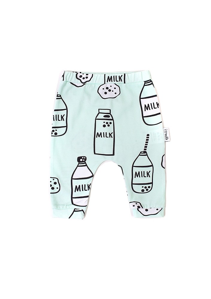 milk printed kids trousers
