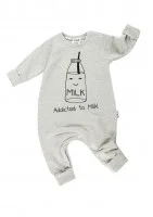 Grey melange long sleevesd romper 