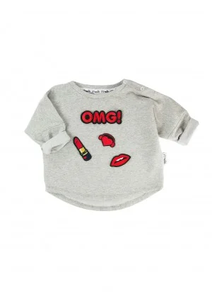 Bluza dziecięca z naszywkami OMG Szary Melanż