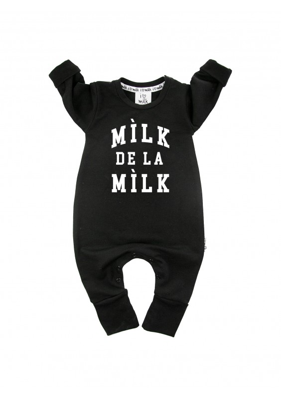 Romper dziecięcy z długim rękawem "milk de la milk" Czarny