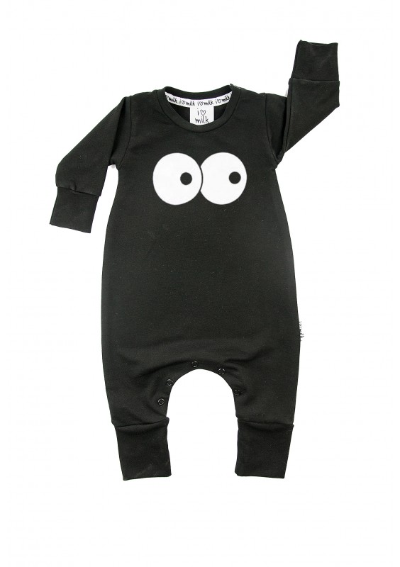 Black long sleeved romper "eyes"
