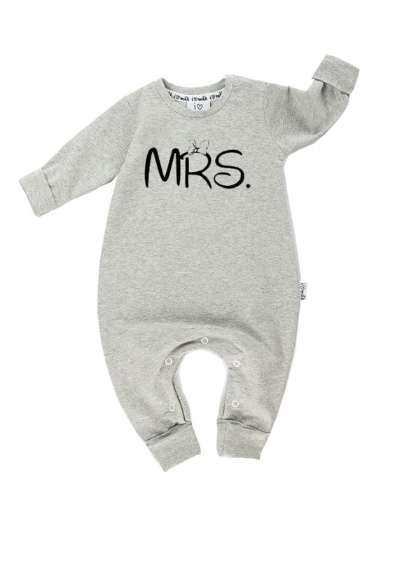 Melange grey long sleeved romper "mrs"