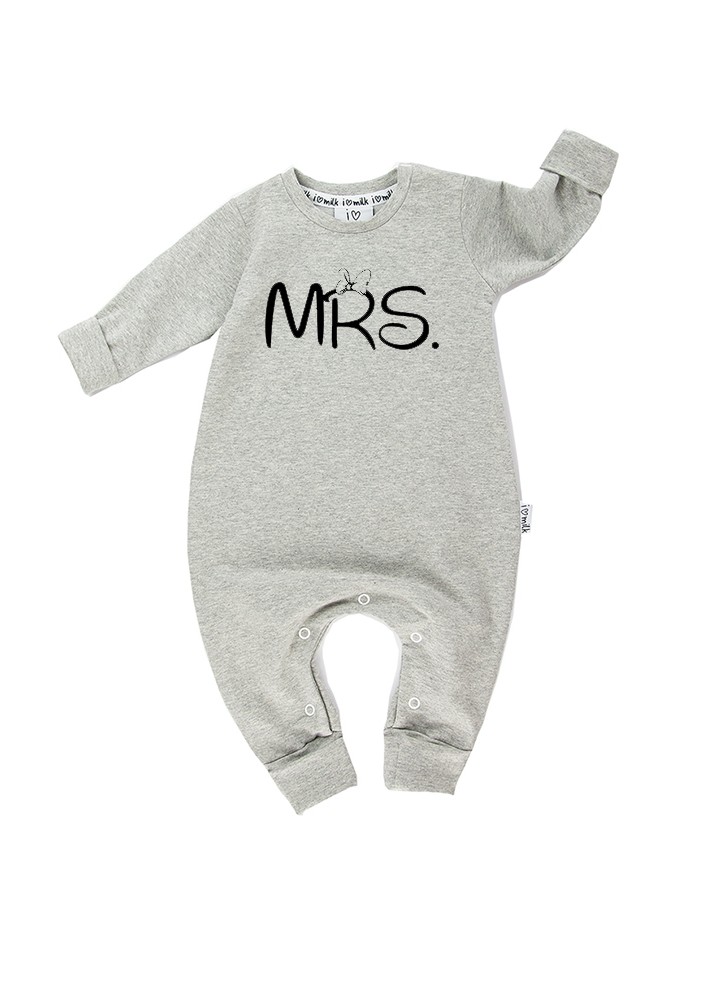 Melange grey long sleeved romper "mrs"