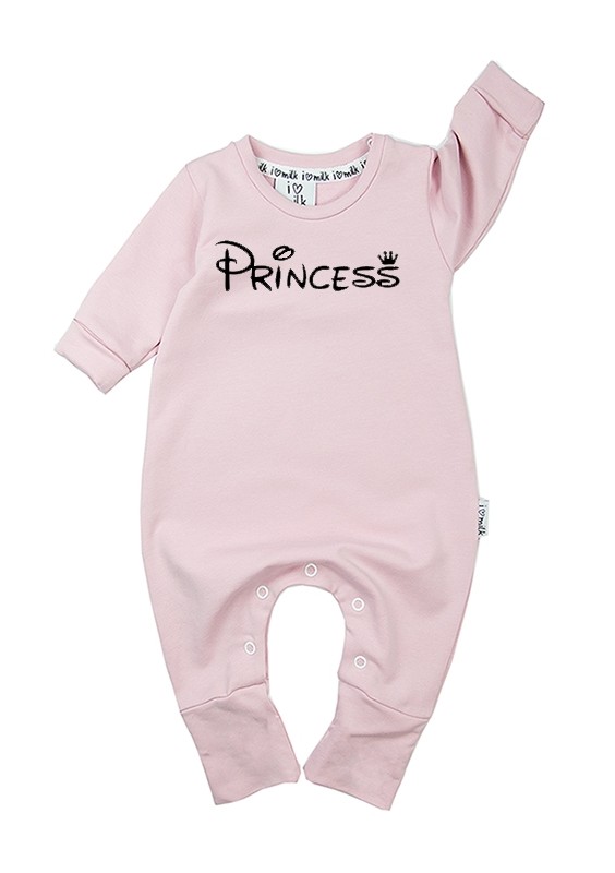 Romper dziecięcy z długim rękawem "princess" Pudrowy Róż